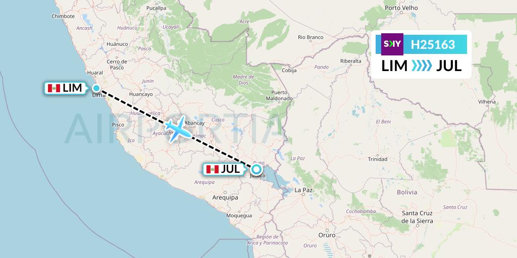 H25163 Sky Airline Flight Map: Lima to Juliaca