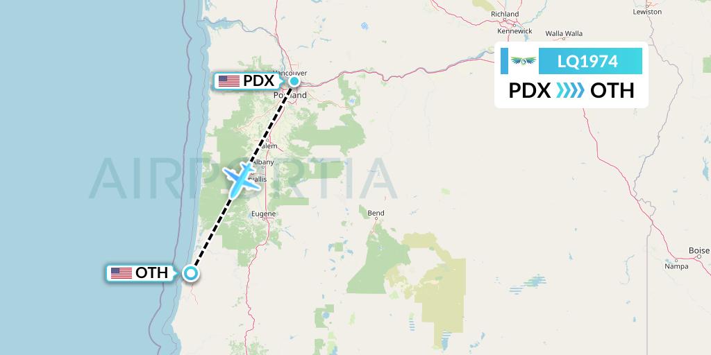 LQ1974 Lanmei Airlines Flight Map: Portland to North Bend
