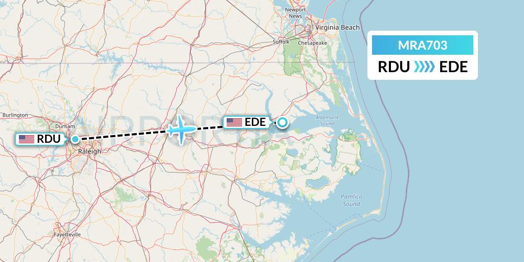 MRA703 Martinaire Flight Map: Raleigh-Durham to Edenton