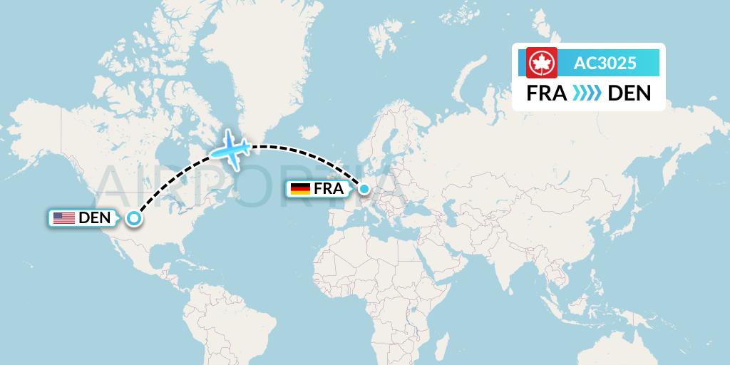 AC3025 Air Canada Flight Map: Frankfurt to Denver
