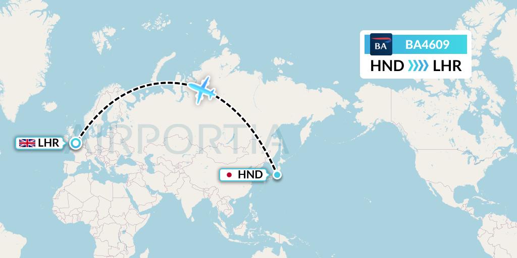 BA4609 British Airways Flight Map: Tokyo to London