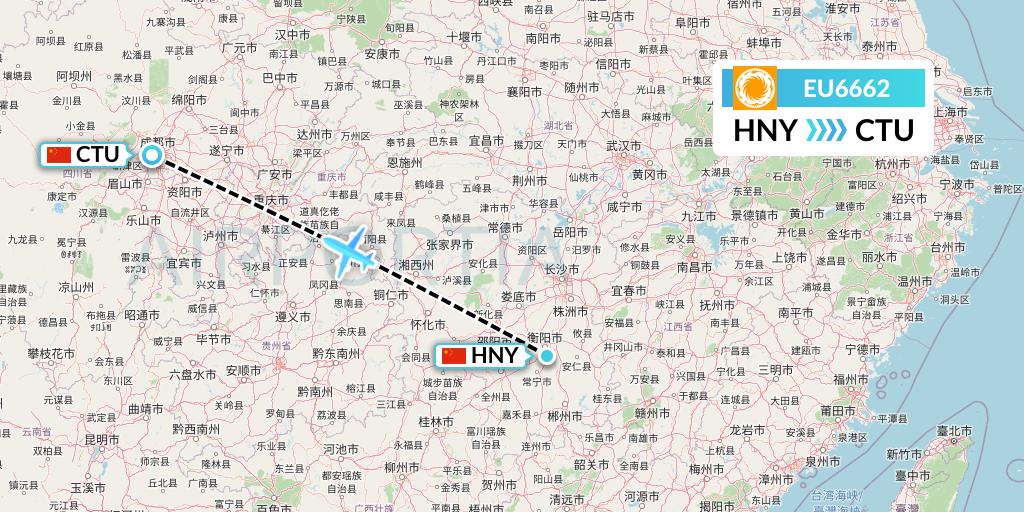 EU6662 Chengdu Airlines Flight Map: Hengyang to Chengdu
