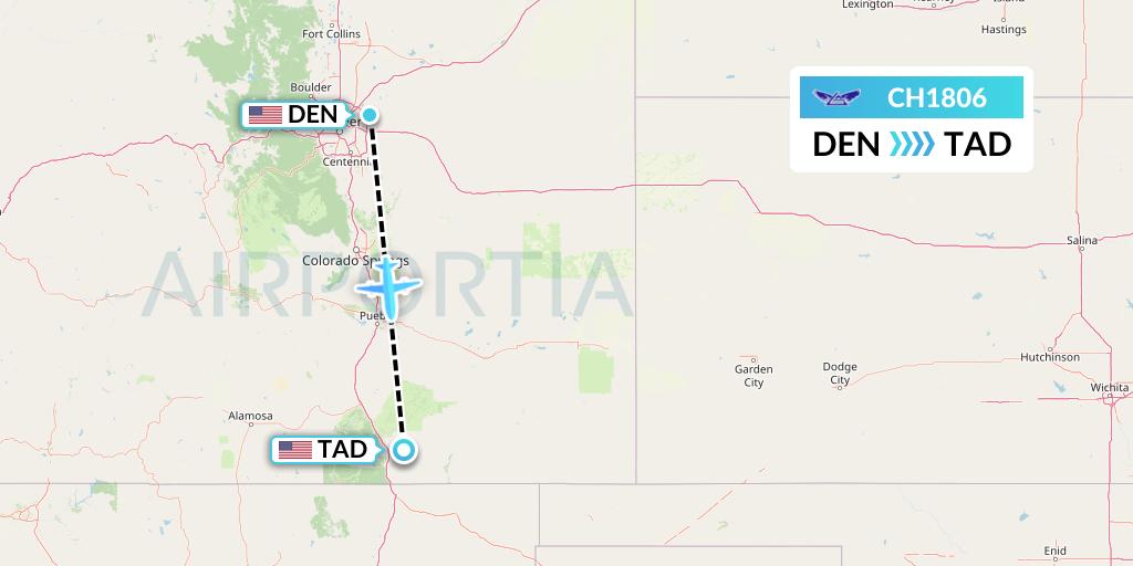 CH1806 Bemidji Airlines Flight Map: Denver to Trinidad