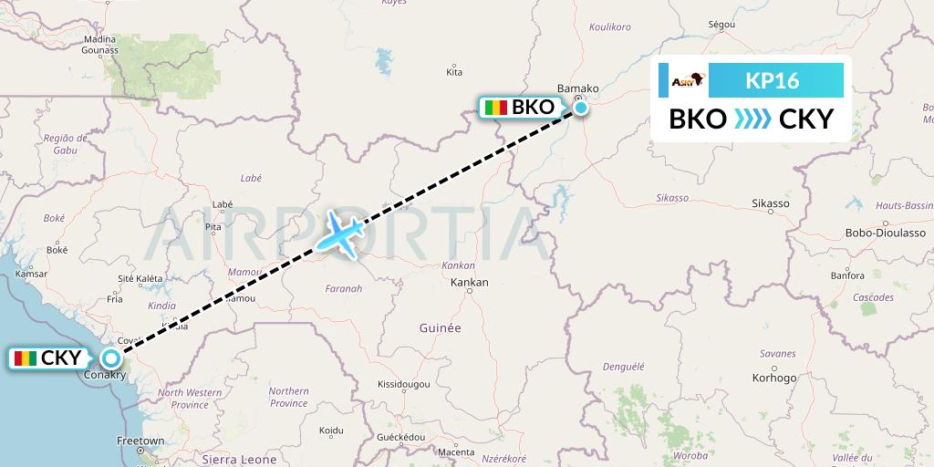 KP16 ASKY Flight Map: Bamako to Conakry