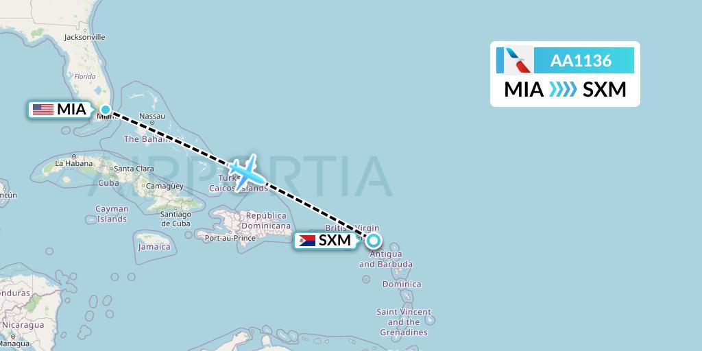 AA1136 Flight Status American Airlines Miami to Sint Maarten (AAL1136)