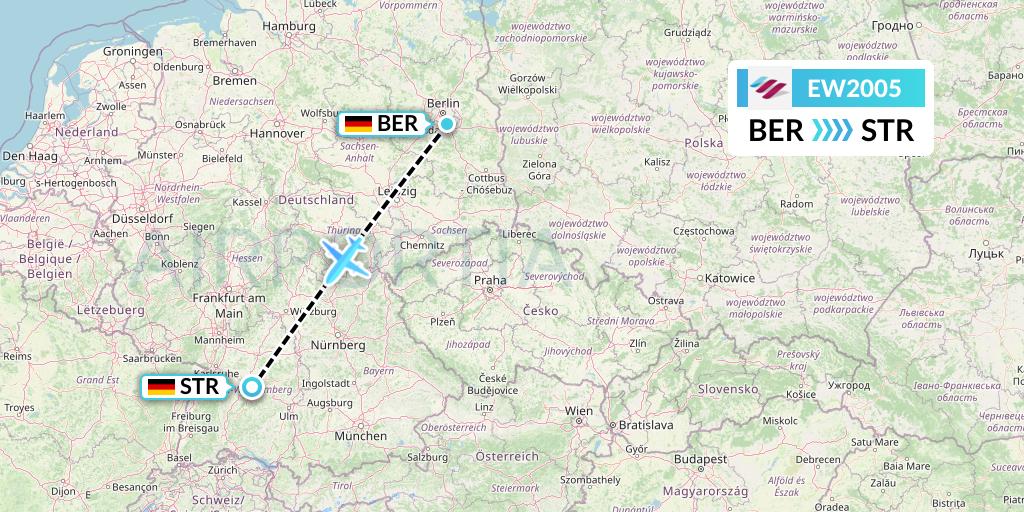 EW2005 Eurowings Flight Map: Berlin to Stuttgart