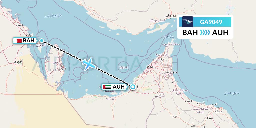 GA9049 Garuda Indonesia Flight Map: Bahrain to Abu Dhabi