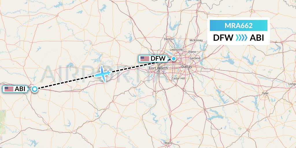 MRA662 Martinaire Flight Map: Dallas to Abilene