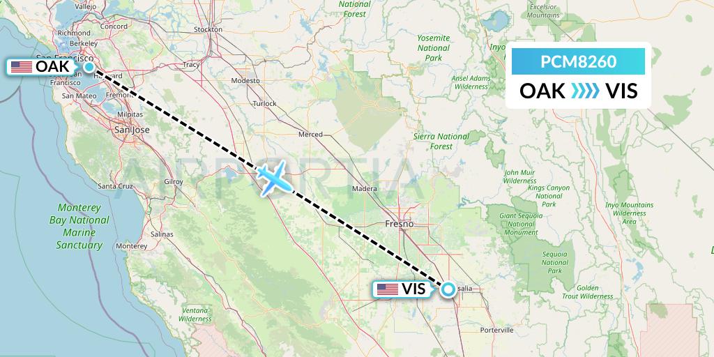 PCM8260 Westair Industries Flight Map: Oakland to Visalia