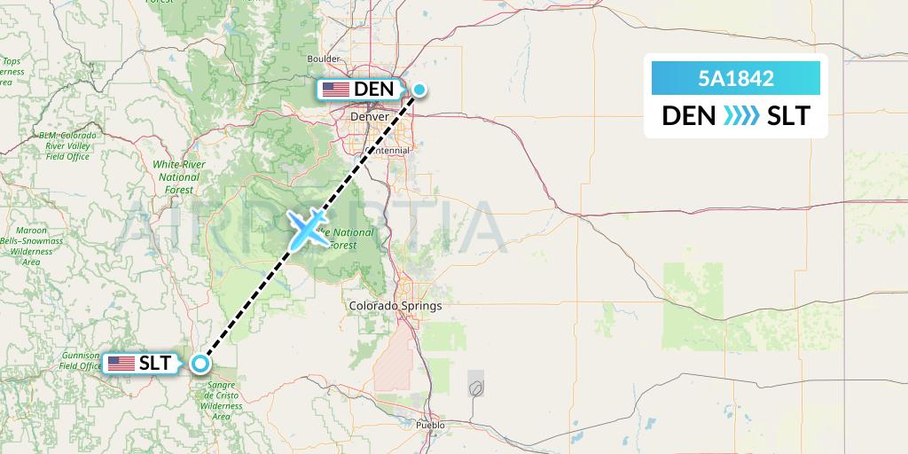 5A1842 Alpine Air Express Flight Map: Denver to Salida
