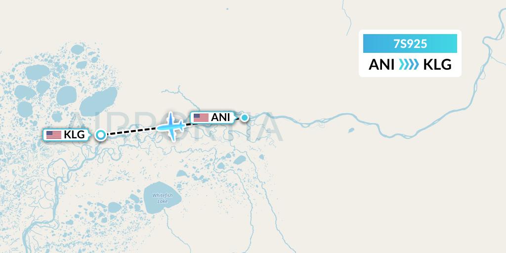 7S925 Ryan Air (USA) Flight Map: Aniak to Kalskag