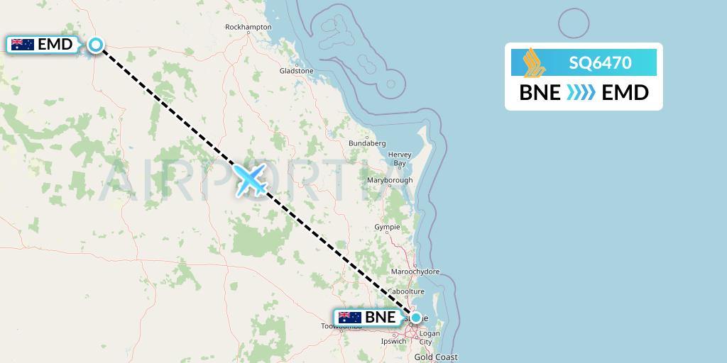 SQ6470 Singapore Airlines Flight Map: Brisbane to Emerald