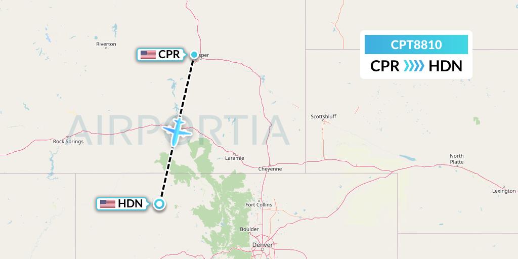 CPT8810 Corporate Air Flight Map: Casper to Hayden