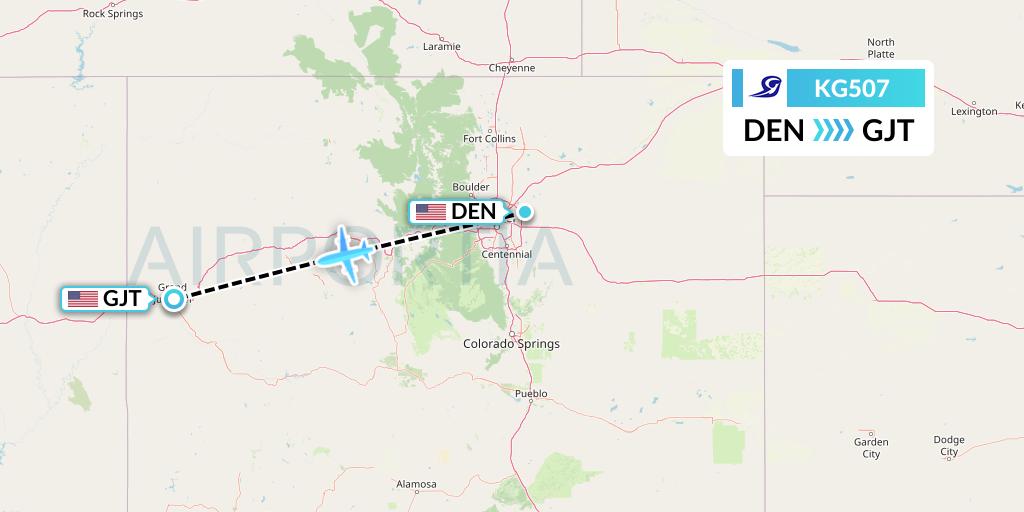 KG507 Key Lime Air Flight Map: Denver to Grand Junction