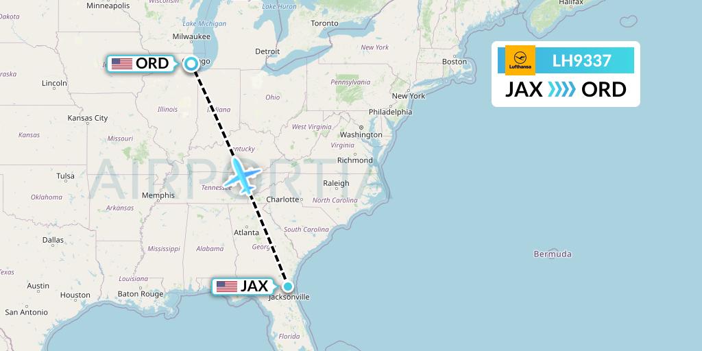 LH9337 Lufthansa Flight Map: Jacksonville to Chicago