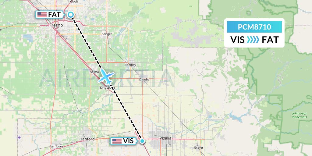 PCM8710 Westair Industries Flight Map: Visalia to Fresno