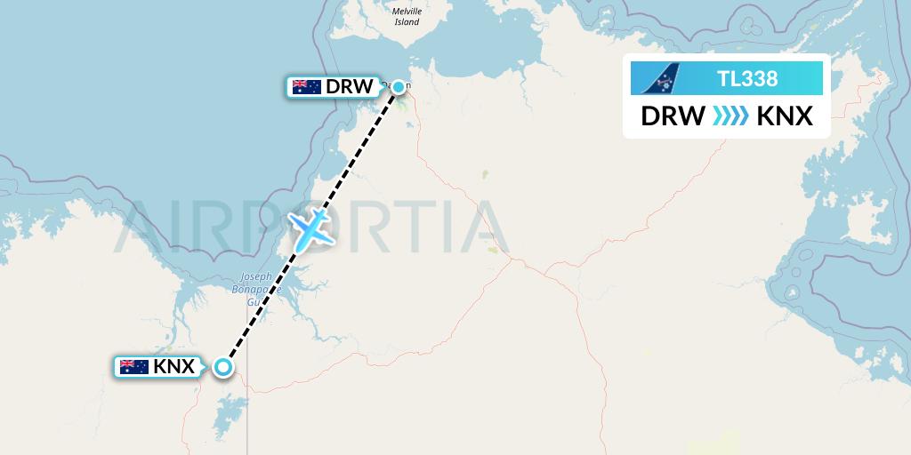 TL338 Airnorth Flight Map: Darwin to Kununurra