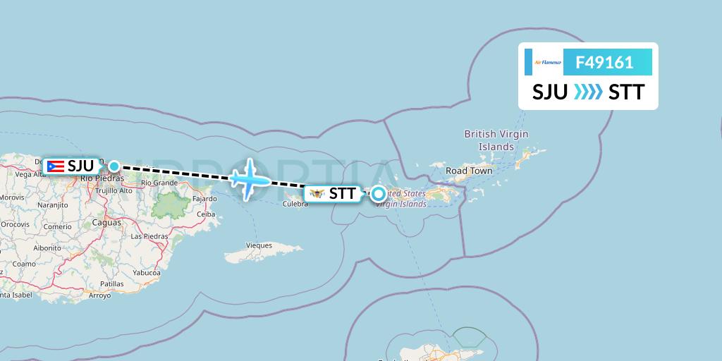 F49161 Air Flamenco Flight Map: San Juan to St. Thomas