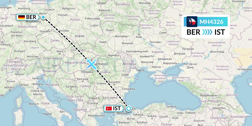 MH4326 Malaysia Airlines Flight Map: Berlin to Istanbul