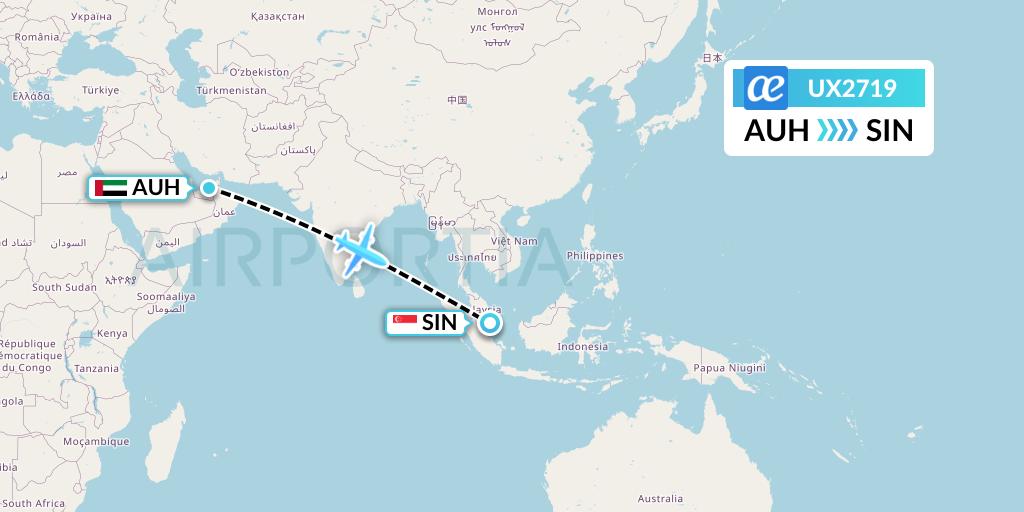 UX2719 Air Europa Flight Map: Abu Dhabi to Singapore