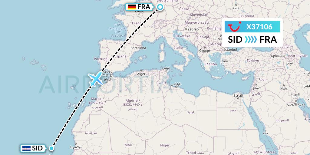 X37106 TUI fly Germany Flight Map: Espargos to Frankfurt