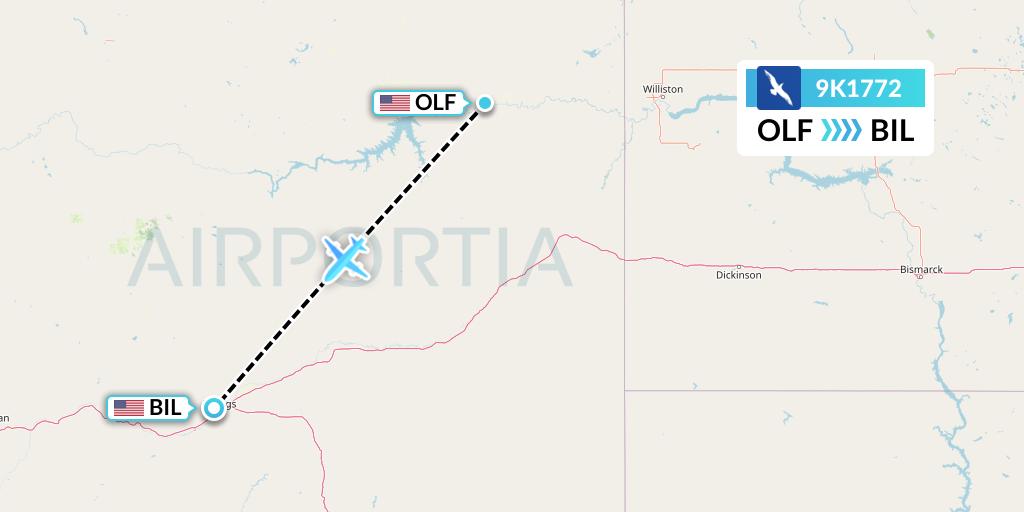 9K1772 Cape Air Flight Map: Wolf Point to Billings