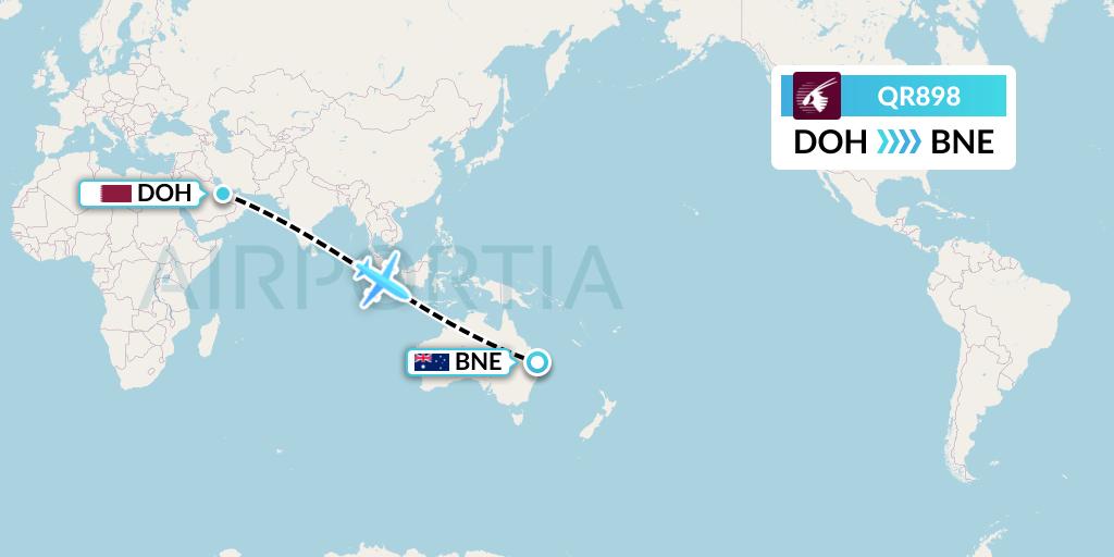 QR898 Flight Status Qatar Airways Doha to Brisbane (QTR898)