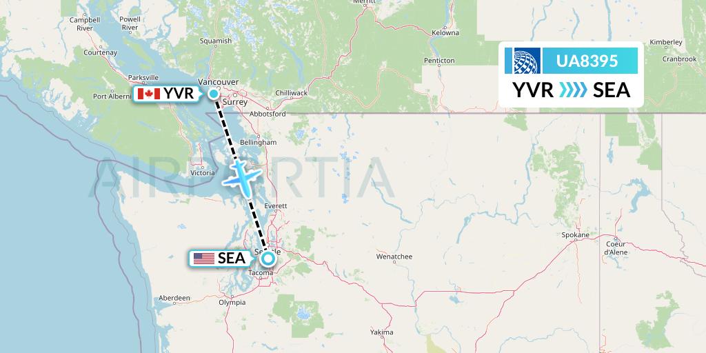 UA8395 United Airlines Flight Map: Vancouver to Seattle