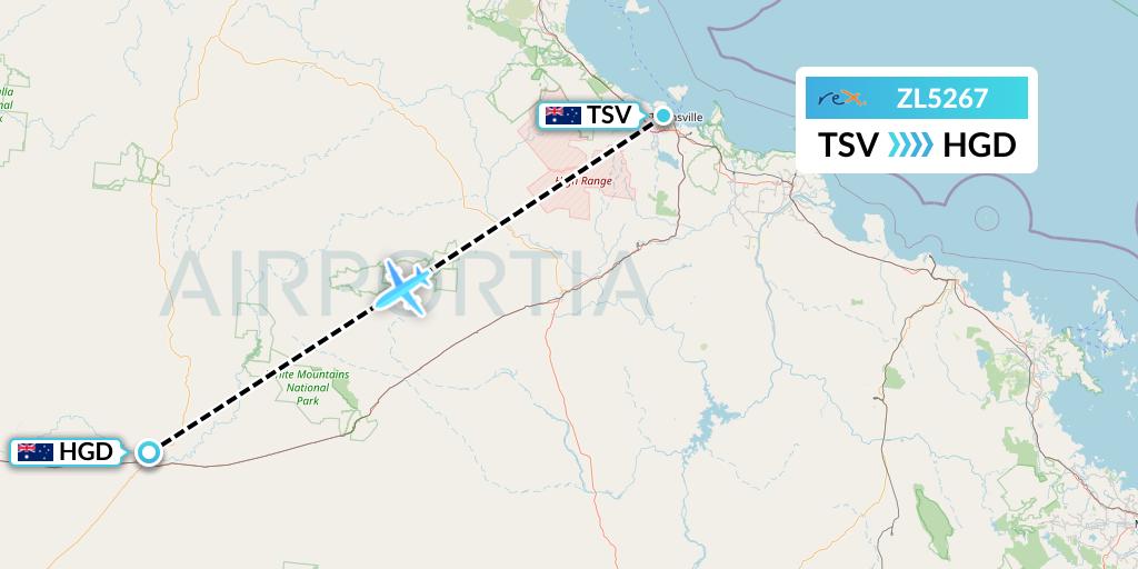 ZL5267 Regional Express Flight Map: Townsville to Australia