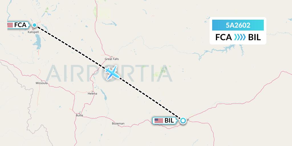 5A2602 Alpine Air Express Flight Map: Kalispell to Billings