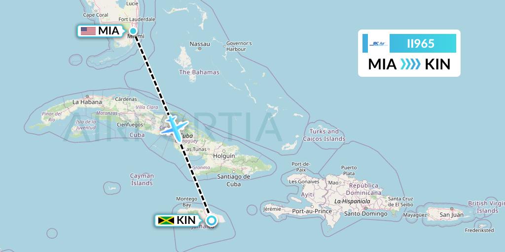 II965 IBC Airways Flight Map: Miami to Kingston