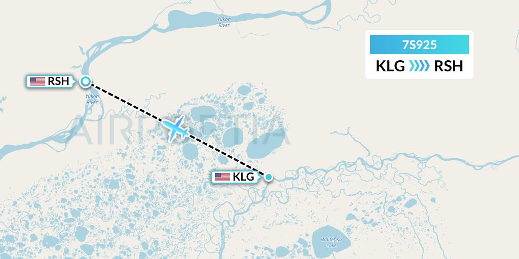 7S925 Ryan Air (USA) Flight Map: Kalskag to Russian Mission