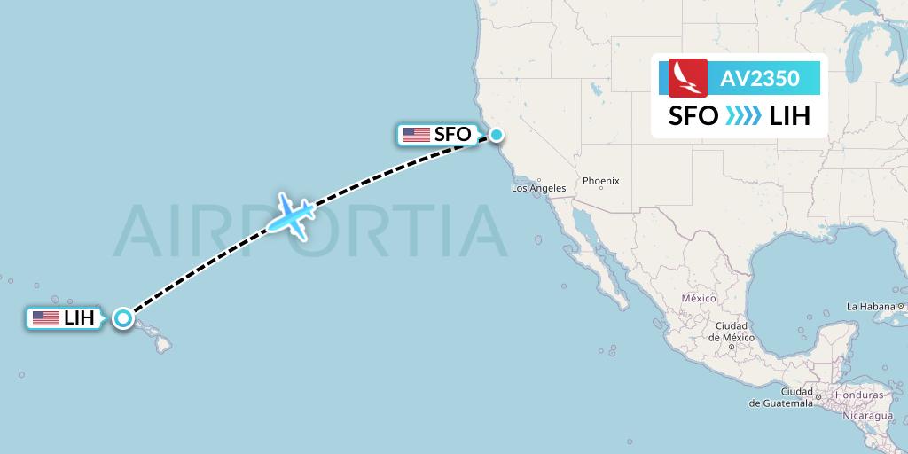 AV2350 Avianca Flight Map: San Francisco to Lihue