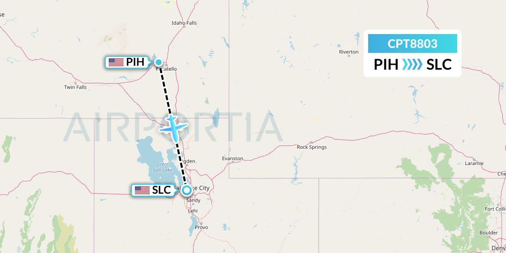 CPT8803 Corporate Air Flight Map: Pocatello to Salt Lake City