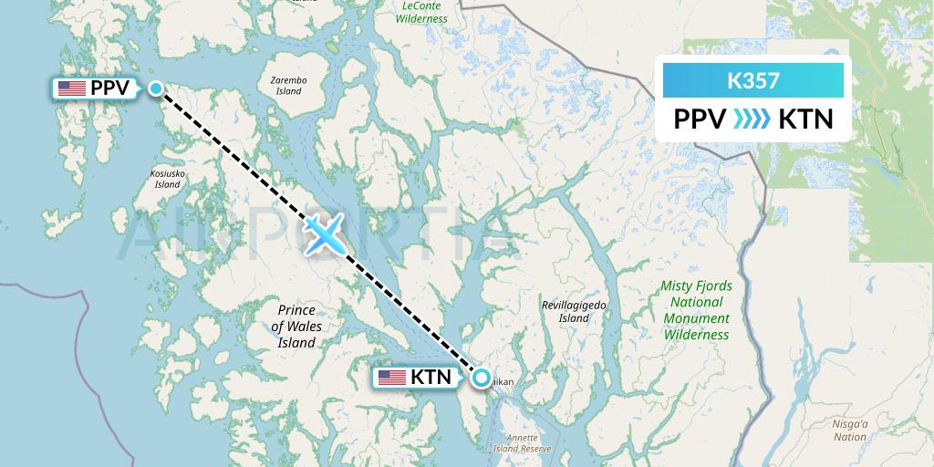 K357 Taquan Air Flight Map: Port Protection to Ketchikan