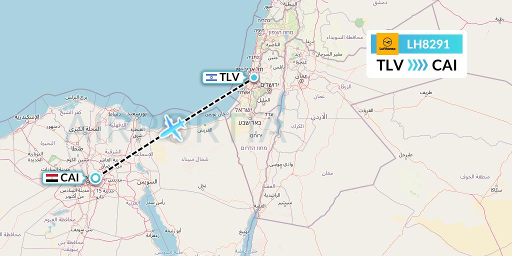 LH8291 Lufthansa Flight Map: Tel Aviv to Cairo