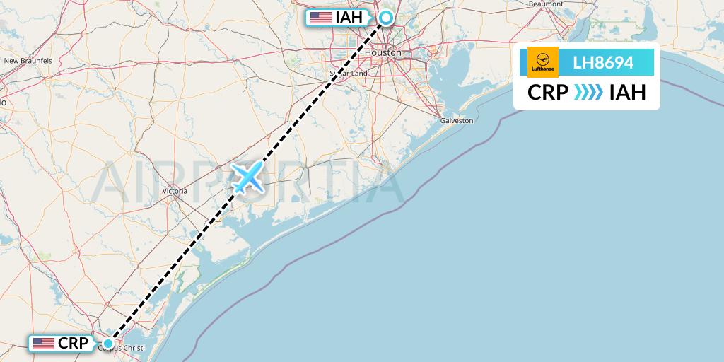 LH8694 Lufthansa Flight Map: Corpus Christi to Houston