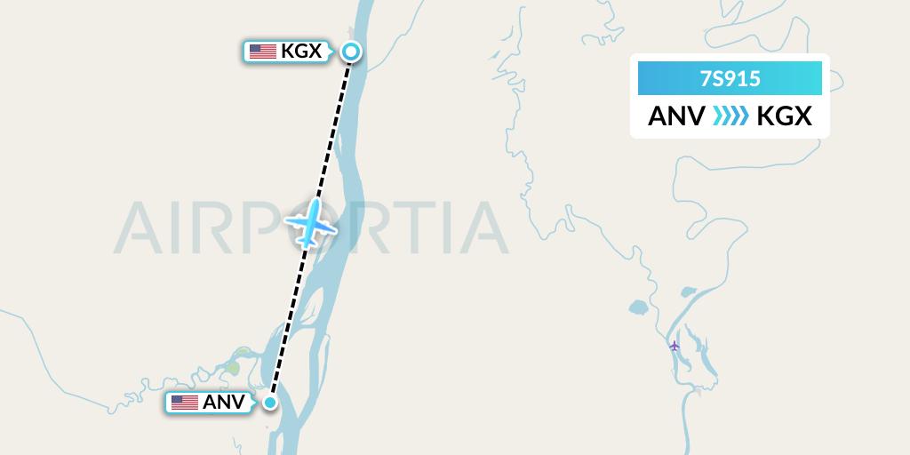 7S915 Ryan Air (USA) Flight Map: Anvik to Grayling