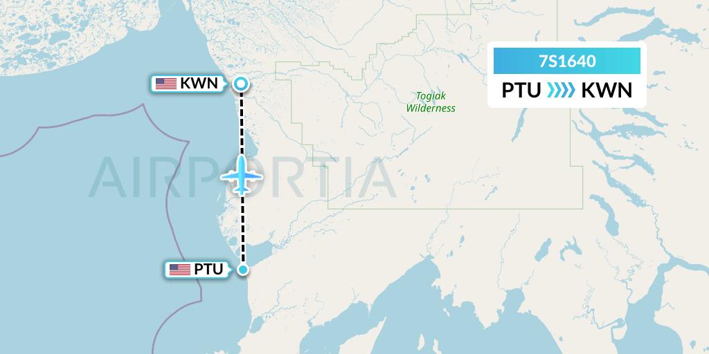 7S1640 Ryan Air (USA) Flight Map: Platinum to Quinhagak