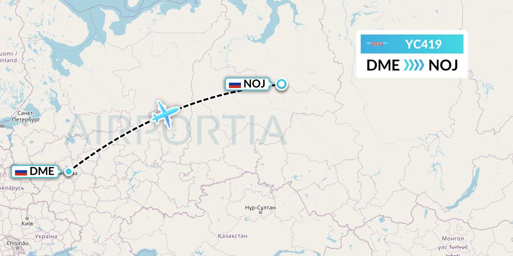 YC419 Yamal Airlines Flight Map: Moscow to Noyabrsk