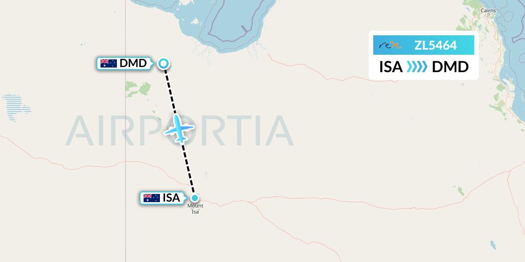 ZL5464 Regional Express Flight Map: Mount Isa to Doomadgee