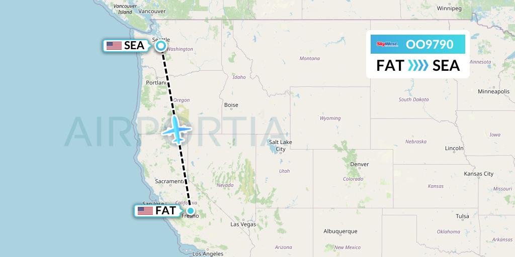 OO9790 SkyWest Airlines Flight Map: Fresno to Seattle
