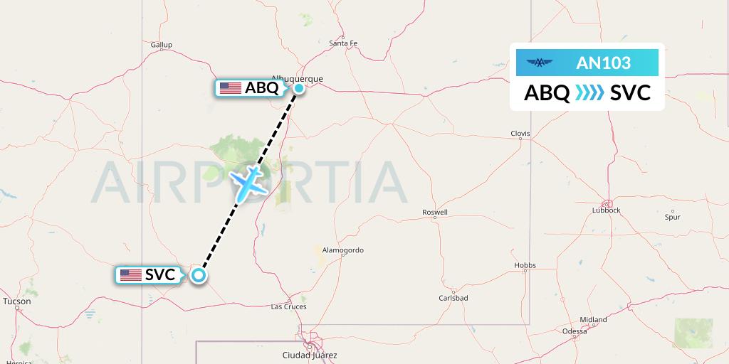 AN103 Advanced Air Flight Map: Albuquerque to Silver City