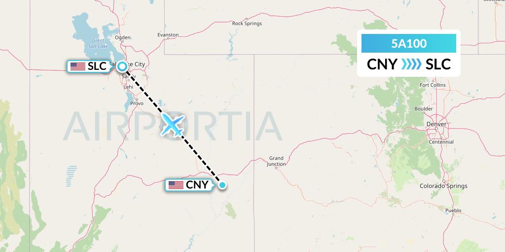 5A100 Alpine Air Express Flight Map: Moab to Salt Lake City