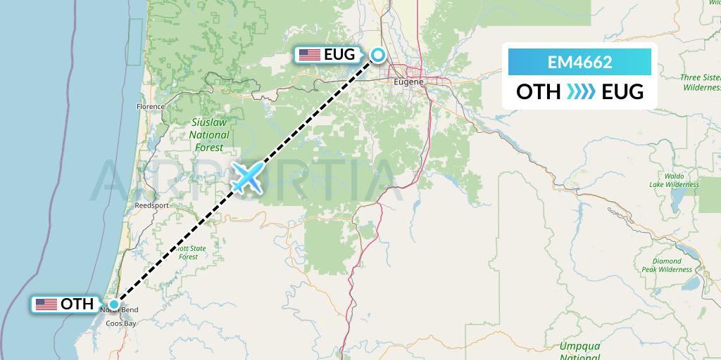 EM4662 Empire Airlines Flight Map: North Bend to Eugene