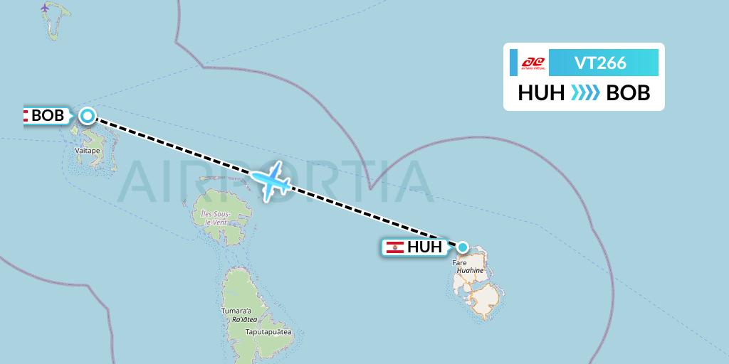 VT266 Air Tahiti Flight Map: Huahine to Bora Bora