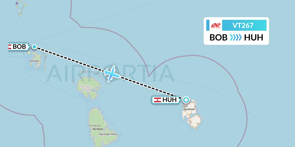 VT267 Air Tahiti Flight Map: Bora Bora to Huahine