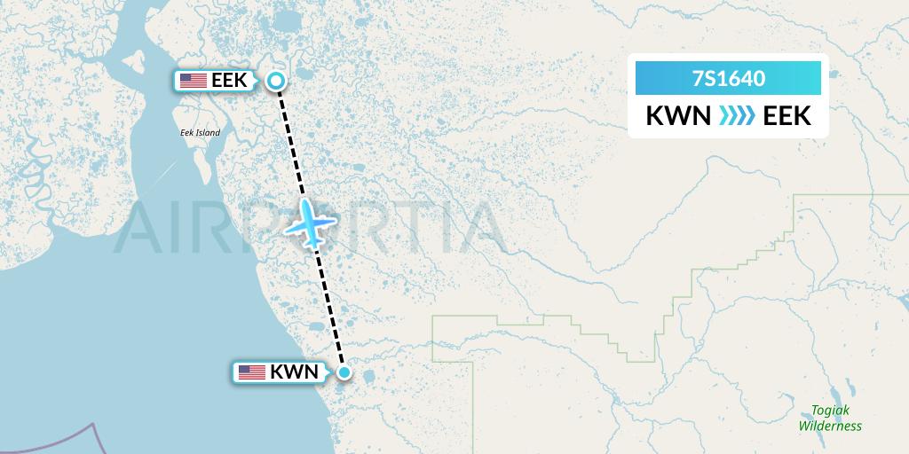 7S1640 Ryan Air (USA) Flight Map: Quinhagak to Eek