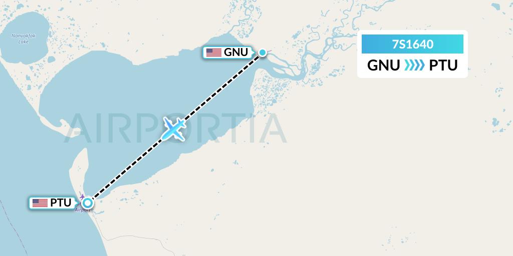 7S1640 Ryan Air (USA) Flight Map: Goodnews to Platinum
