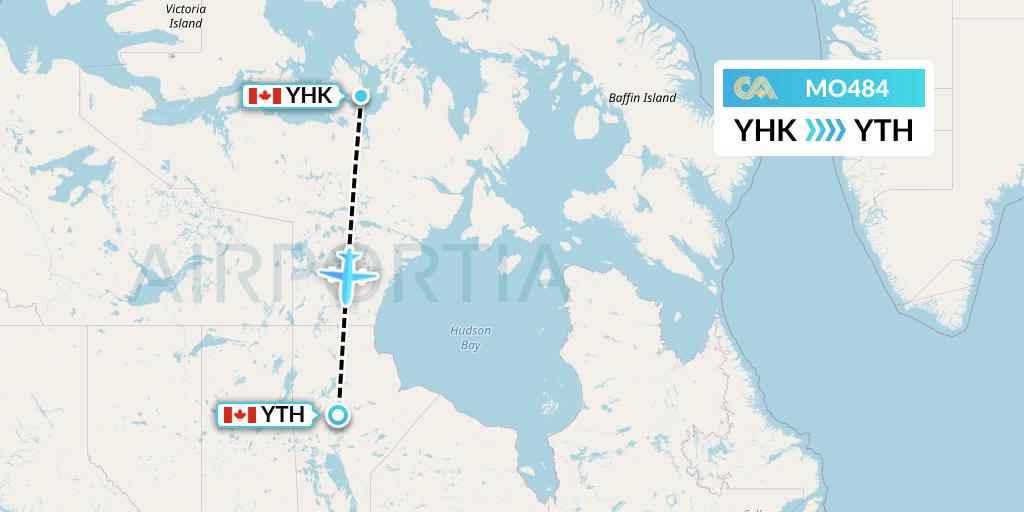 MO484 Calm Air Flight Map: Gjoa Haven to Thompson